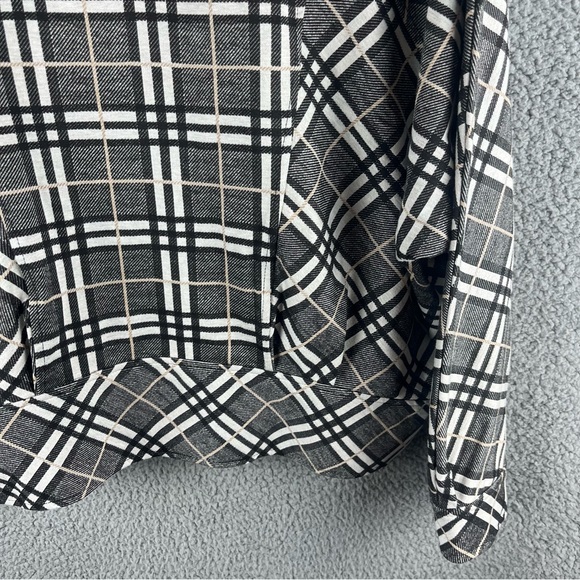 Liverpool Women’s Jacket Check Plaid Size S Button Up Black Cream Pockets Flawed - Picture 14 of 16